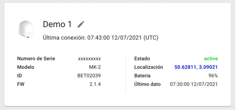 Figura 9 Tarjeta con información de nodo